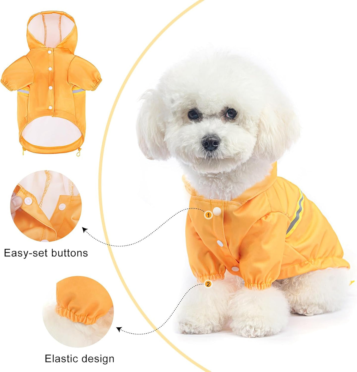 Dog Raincoats for Medium Dogs, Waterproof Rain Jacket with Hood