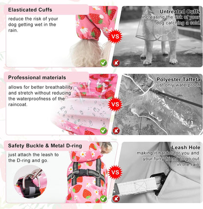 Dog Raincoats for Medium Dogs, Waterproof Rain Jacket with Hood
