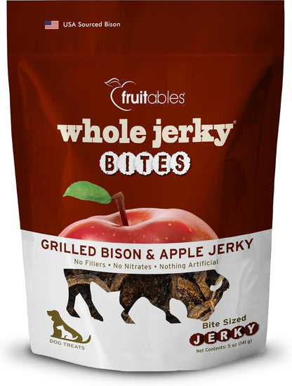Whole Jerky Dog Treats, Grilled Bison & Apple Flavor, 5oz