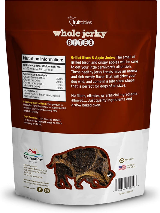 Whole Jerky Dog Treats, Grilled Bison & Apple Flavor, 5oz