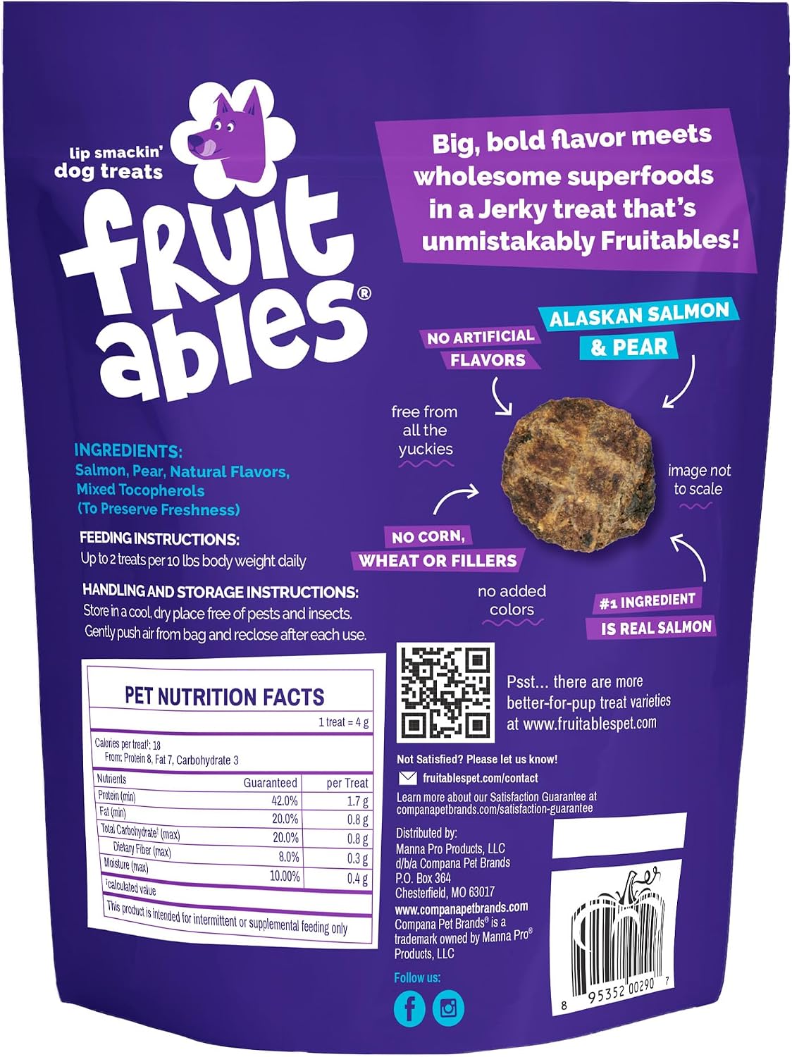 Whole Jerky Dog Treats, Grilled Bison & Apple Flavor, 5oz