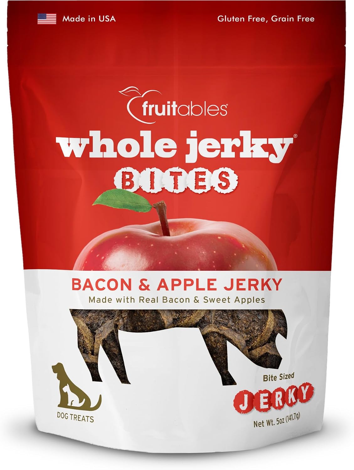 Whole Jerky Dog Treats, Grilled Bison & Apple Flavor, 5oz