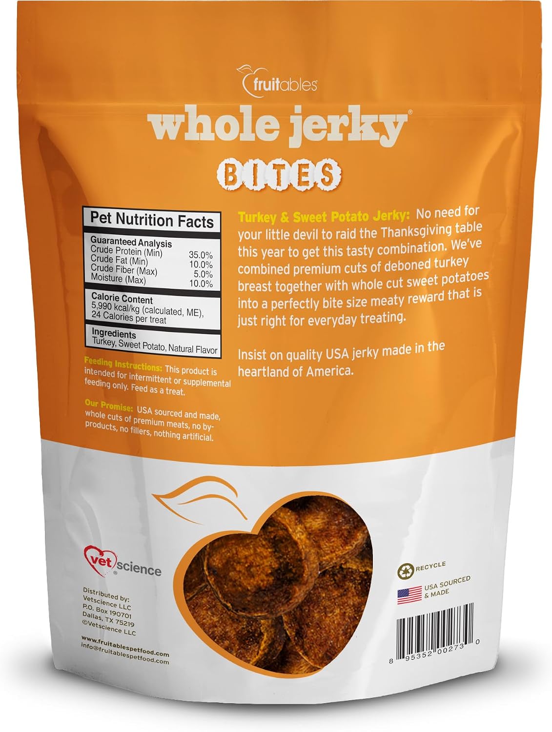 Whole Jerky Dog Treats, Grilled Bison & Apple Flavor, 5oz