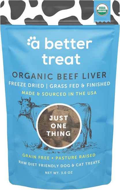 – Organic, Freeze Dried, Single Ingredient, 100% Grass Fed and Finished Beef Liver Dog Treats, Cat Treats | Natural Healthy | Grain Free, High Protein, Diabetic Friendly | Made in USA
