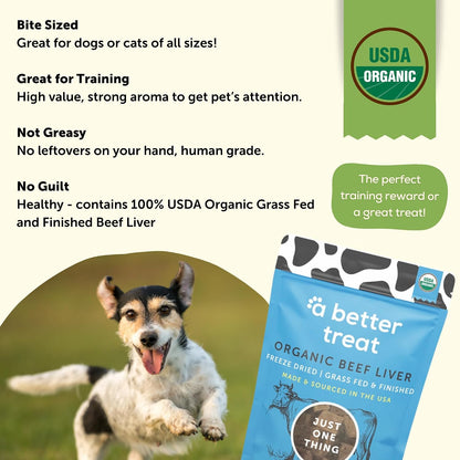 – Organic, Freeze Dried, Single Ingredient, 100% Grass Fed and Finished Beef Liver Dog Treats, Cat Treats | Natural Healthy | Grain Free, High Protein, Diabetic Friendly | Made in USA
