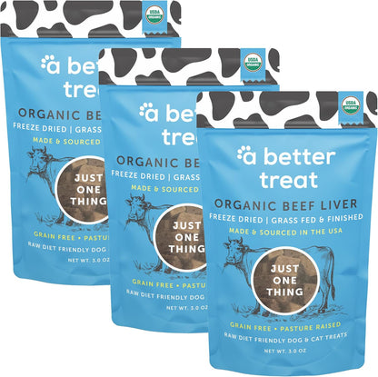 – Organic, Freeze Dried, Single Ingredient, 100% Grass Fed and Finished Beef Liver Dog Treats, Cat Treats | Natural Healthy | Grain Free, High Protein, Diabetic Friendly | Made in USA