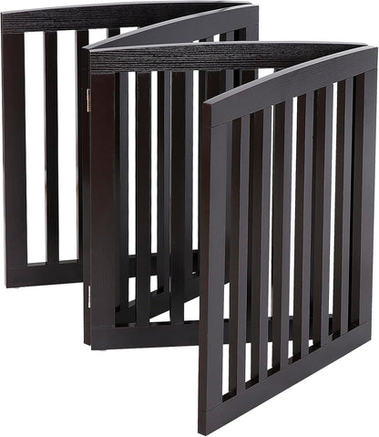 Freestanding Pet Gate for Dogs - 4 Panels Indoor Foldable Dog Fence for Stairs, Hallways, or Doorways - 82x24-Inch Freestanding Dog Gates, Brown