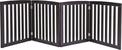 Freestanding Pet Gate for Dogs - 4 Panels Indoor Foldable Dog Fence for Stairs, Hallways, or Doorways - 82x24-Inch Freestanding Dog Gates, Brown