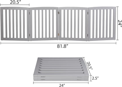 Freestanding Pet Gate for Dogs - 4 Panels Indoor Foldable Dog Fence for Stairs, Hallways, or Doorways - 82x24-Inch Freestanding Dog Gates, Brown