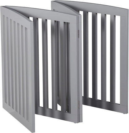 Freestanding Pet Gate for Dogs - 4 Panels Indoor Foldable Dog Fence for Stairs, Hallways, or Doorways - 82x24-Inch Freestanding Dog Gates, Brown