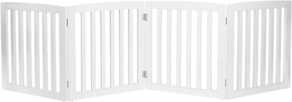 Freestanding Pet Gate for Dogs - 4 Panels Indoor Foldable Dog Fence for Stairs, Hallways, or Doorways - 82x24-Inch Freestanding Dog Gates, Brown