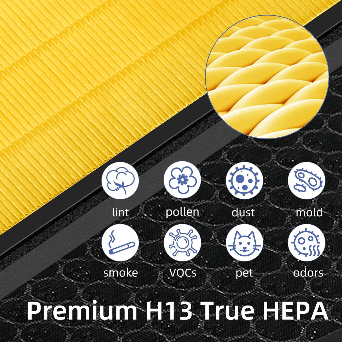 Vital 200S Pet Allergy Replacement Filter for LEVOIT 200S and Vital 200S-P Air Purifier, 3-in-1 Filter, Activated Carbon Filter,Replaces Vital 200S-RF-PA, 2 Packs, Yellow