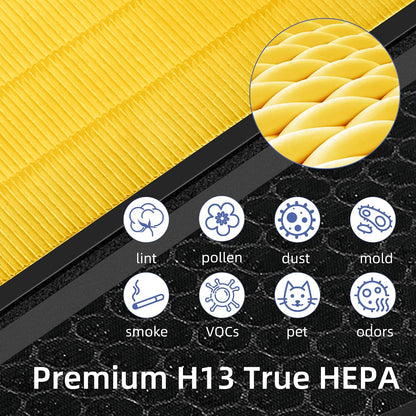 Vital 200S Pet Allergy Replacement Filter for LEVOIT 200S and Vital 200S-P Air Purifier, 3-in-1 Filter, Activated Carbon Filter,Replaces Vital 200S-RF-PA, 2 Packs, Yellow