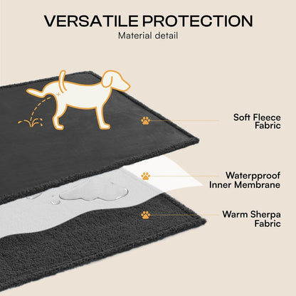 Luciphia Waterproof Pet Blanket, Liquid Pee Proof Dog Blanket for Sofa Bed Couch, Reversible Sherpa Fleece Furniture Protector Cover for Small Medium Large Dogs Cats, Dark Gray X-Large（85" x 57"）
