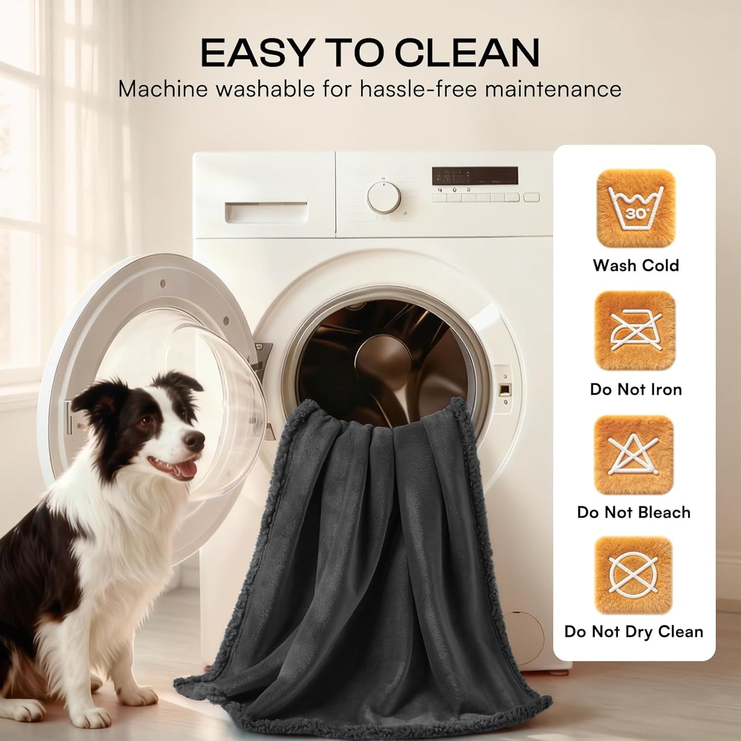 Luciphia Waterproof Pet Blanket, Liquid Pee Proof Dog Blanket for Sofa Bed Couch, Reversible Sherpa Fleece Furniture Protector Cover for Small Medium Large Dogs Cats, Dark Gray X-Large（85" x 57"）