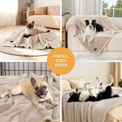 Luciphia Waterproof Pet Blanket, Liquid Pee Proof Dog Blanket for Sofa Bed Couch, Reversible Sherpa Fleece Furniture Protector Cover for Small Medium Large Dogs Cats, Dark Gray X-Large（85" x 57"）