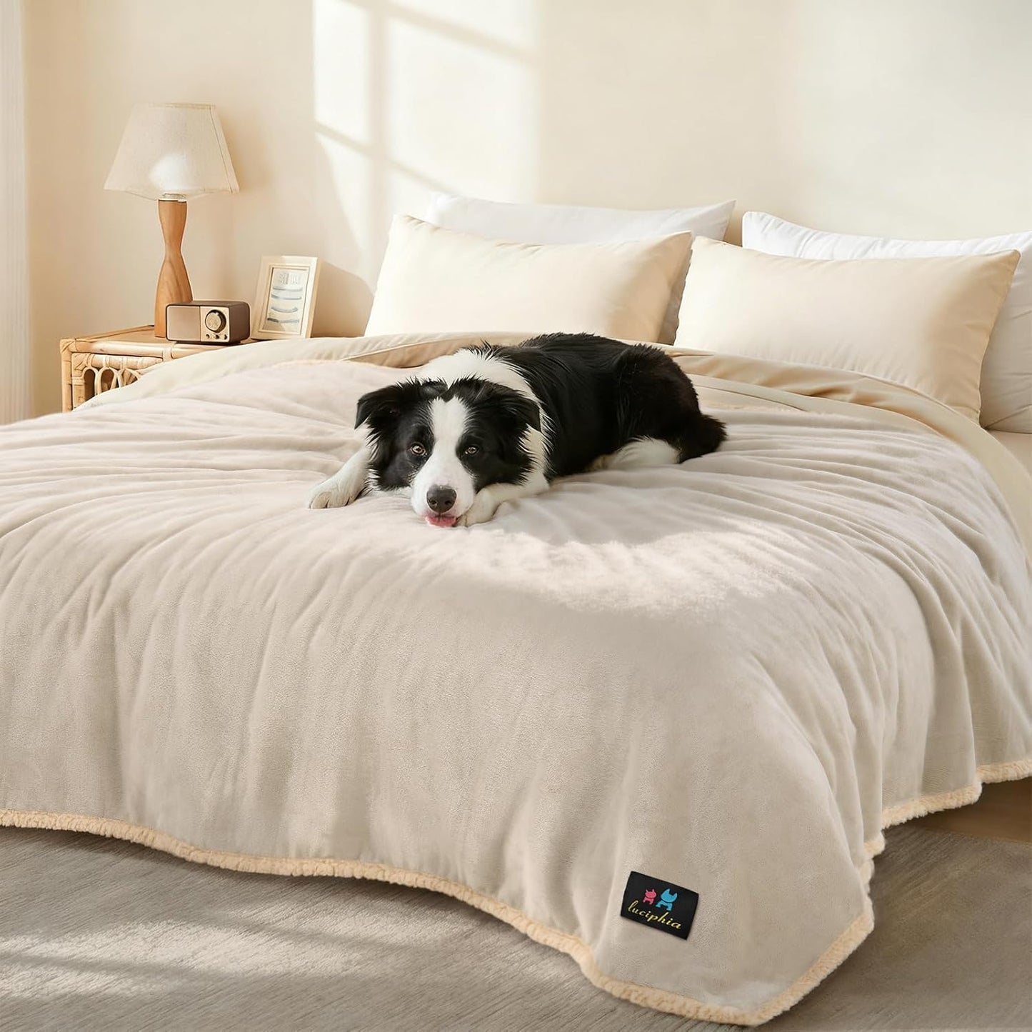 Luciphia Waterproof Pet Blanket, Liquid Pee Proof Dog Blanket for Sofa Bed Couch, Reversible Sherpa Fleece Furniture Protector Cover for Small Medium Large Dogs Cats, Dark Gray X-Large（85" x 57"）