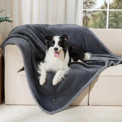 Luciphia Waterproof Pet Blanket, Liquid Pee Proof Dog Blanket for Sofa Bed Couch, Reversible Sherpa Fleece Furniture Protector Cover for Small Medium Large Dogs Cats, Dark Gray X-Large（85" x 57"）
