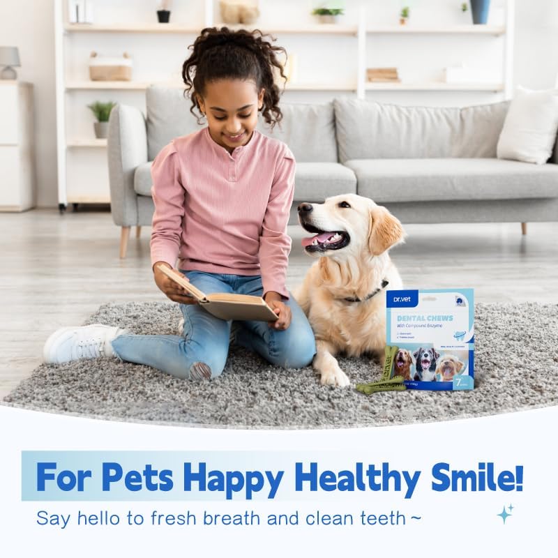 Dog Dental Chews, Plaque and Tartar Control, Fresh Breath, 7 Sticks