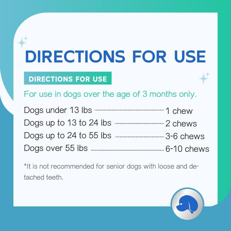 Dog Dental Chews, Plaque and Tartar Control, Fresh Breath, 7 Sticks