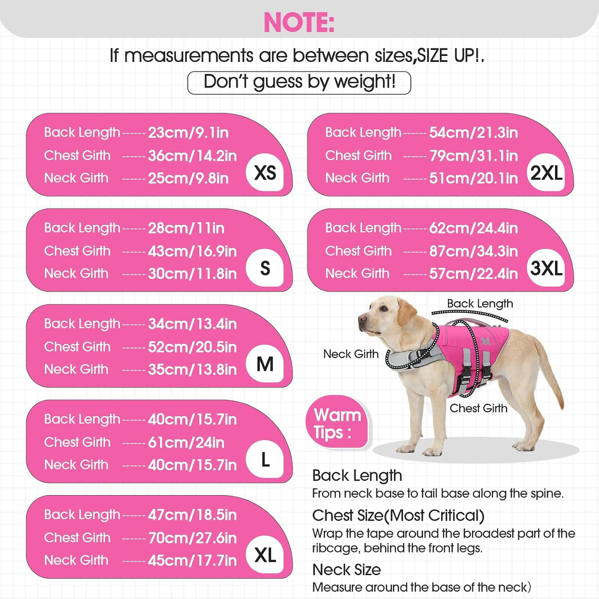 Dog Life Jacket Large, Dog Life Vest for Swimming Boating-High Buoyancy Dogs Swim Vest with Rescue Handle D-Ring Reflective Adjustable Ripstop Floating Lifejacket,Golden Retriever,Rose Red,2XL