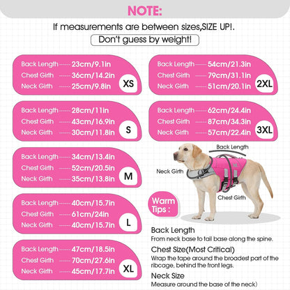 Dog Life Jacket Large, Dog Life Vest for Swimming Boating-High Buoyancy Dogs Swim Vest with Rescue Handle D-Ring Reflective Adjustable Ripstop Floating Lifejacket,Golden Retriever,Rose Red,2XL