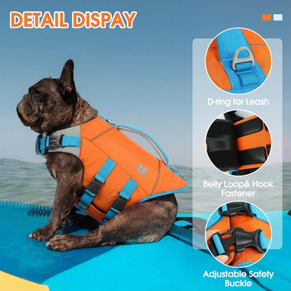 Dog Life Jacket Large, Dog Life Vest for Swimming Boating-High Buoyancy Dogs Swim Vest with Rescue Handle D-Ring Reflective Adjustable Ripstop Floating Lifejacket,Golden Retriever,Rose Red,2XL