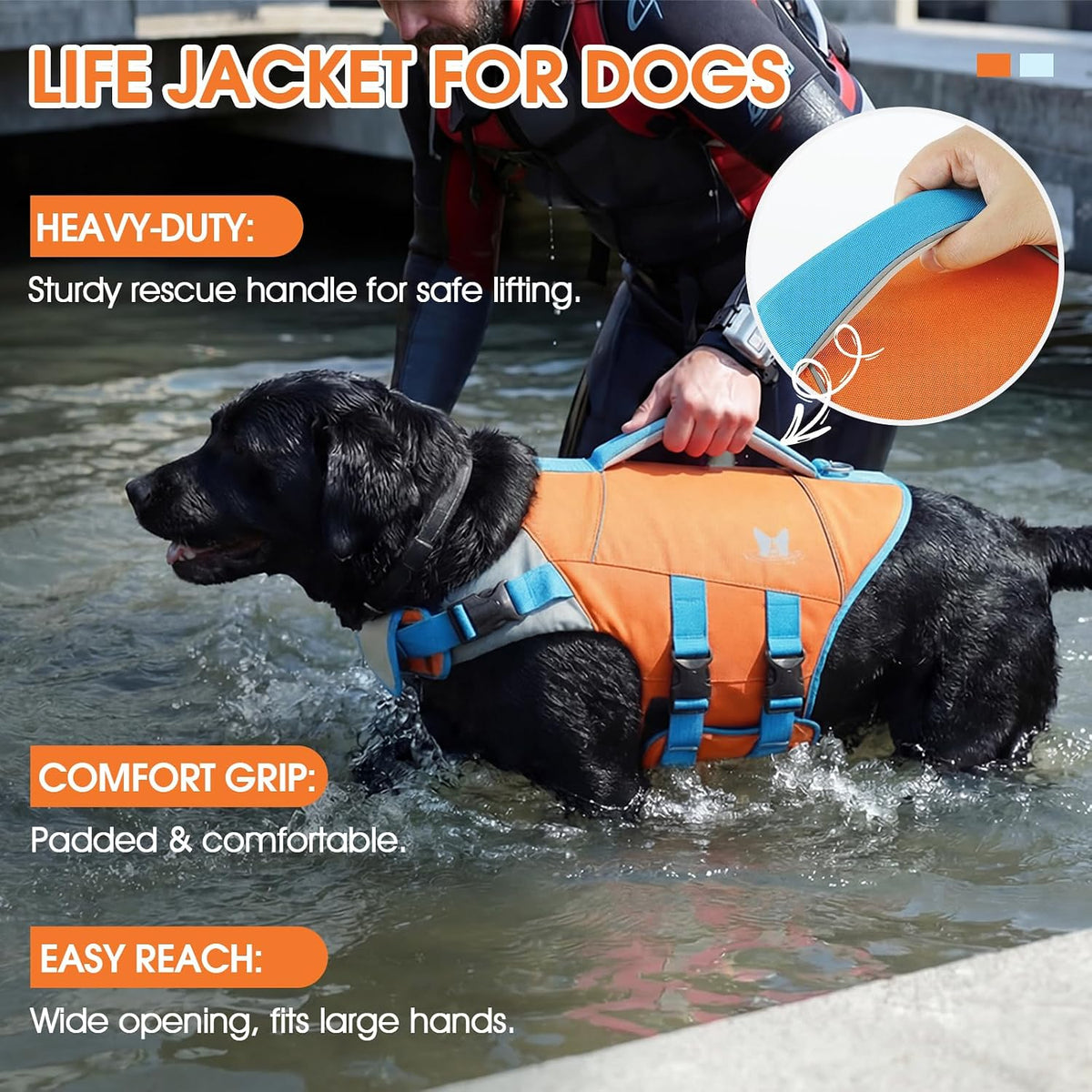Dog Life Jacket Large, Dog Life Vest for Swimming Boating-High Buoyancy Dogs Swim Vest with Rescue Handle D-Ring Reflective Adjustable Ripstop Floating Lifejacket,Golden Retriever,Rose Red,2XL