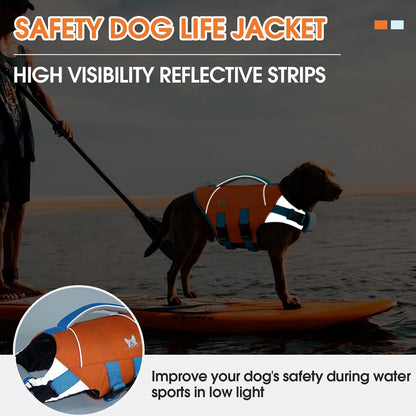 Dog Life Jacket Large, Dog Life Vest for Swimming Boating-High Buoyancy Dogs Swim Vest with Rescue Handle D-Ring Reflective Adjustable Ripstop Floating Lifejacket,Golden Retriever,Rose Red,2XL