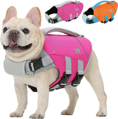 Dog Life Jacket Large, Dog Life Vest for Swimming Boating-High Buoyancy Dogs Swim Vest with Rescue Handle D-Ring Reflective Adjustable Ripstop Floating Lifejacket,Golden Retriever,Rose Red,2XL