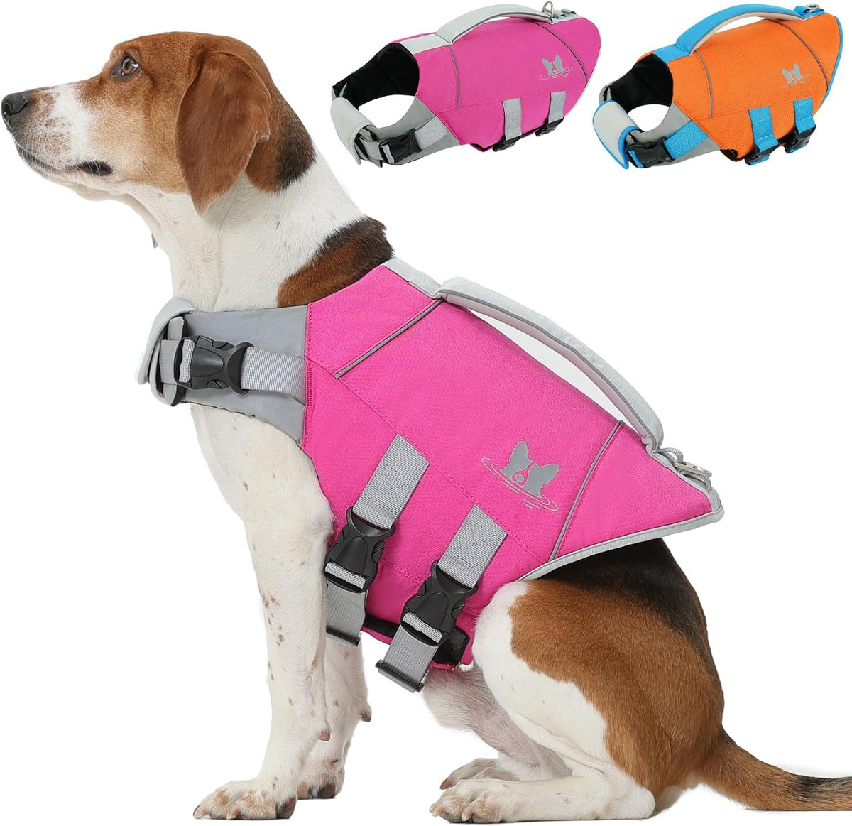 Dog Life Jacket Large, Dog Life Vest for Swimming Boating-High Buoyancy Dogs Swim Vest with Rescue Handle D-Ring Reflective Adjustable Ripstop Floating Lifejacket,Golden Retriever,Rose Red,2XL