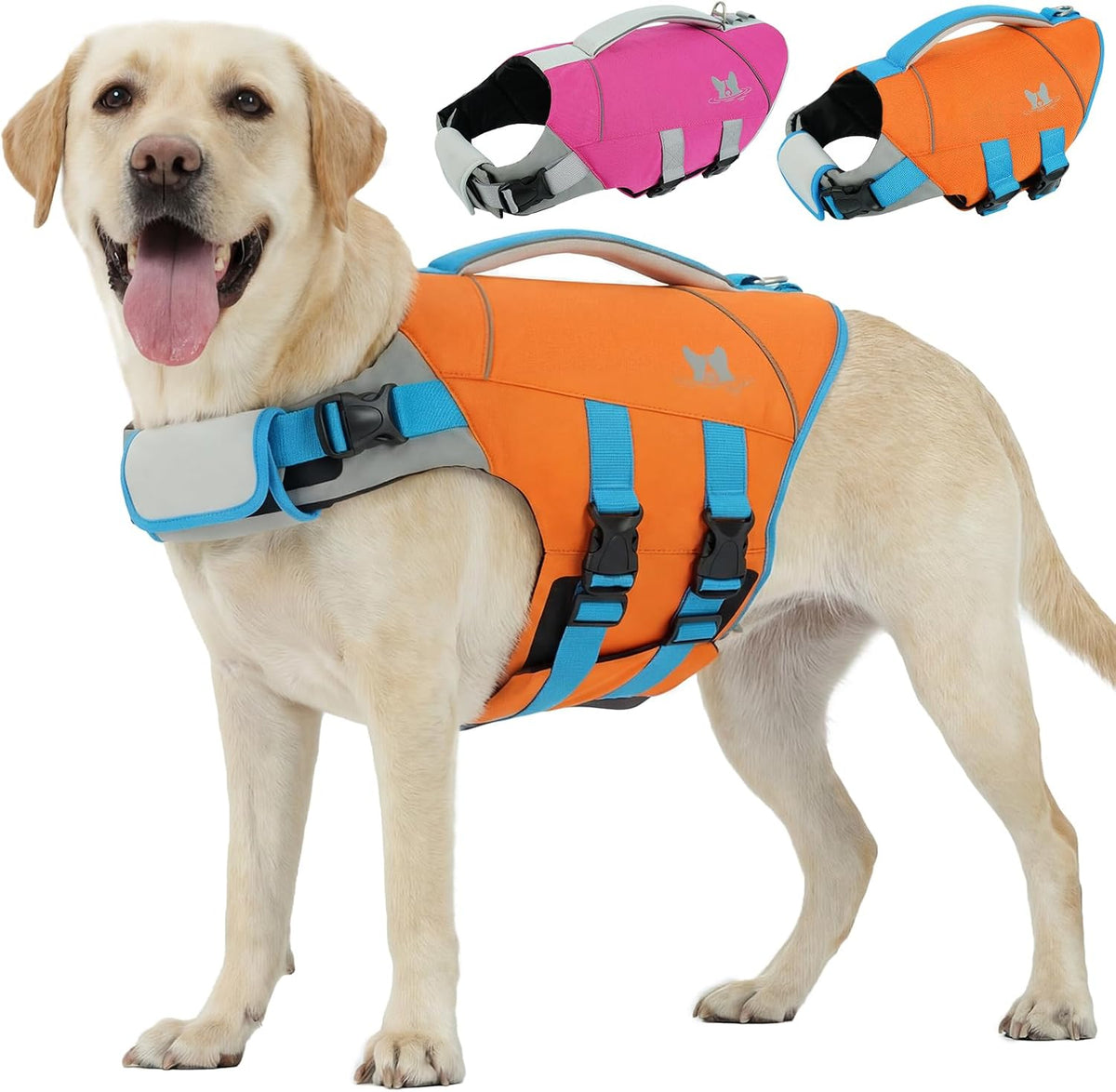Dog Life Jacket Large, Dog Life Vest for Swimming Boating-High Buoyancy Dogs Swim Vest with Rescue Handle D-Ring Reflective Adjustable Ripstop Floating Lifejacket,Golden Retriever,Rose Red,2XL
