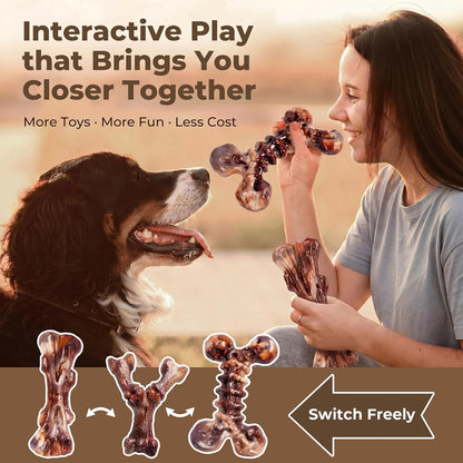 Kseroo 3-Pack Indestructible Dog Chew Toys for Aggressive Chewers,25-100lbs | Bacon Flavored Rock-Hard Solid Nylon Dog Bones for Medium & Large Breeds, Keeps Them Busy, Dental Textured, Long Lasting - XL