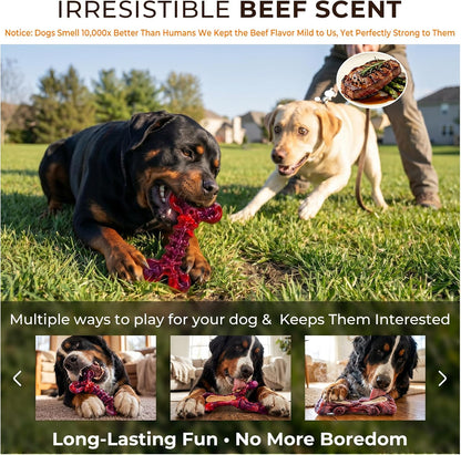 Kseroo 3-Pack Indestructible Dog Chew Toys for Aggressive Chewers,25-100lbs | Bacon Flavored Rock-Hard Solid Nylon Dog Bones for Medium & Large Breeds, Keeps Them Busy, Dental Textured, Long Lasting - XL