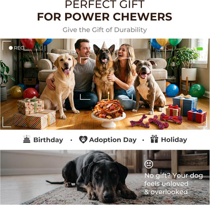 Kseroo 3-Pack Indestructible Dog Chew Toys for Aggressive Chewers,25-100lbs | Bacon Flavored Rock-Hard Solid Nylon Dog Bones for Medium & Large Breeds, Keeps Them Busy, Dental Textured, Long Lasting - XL