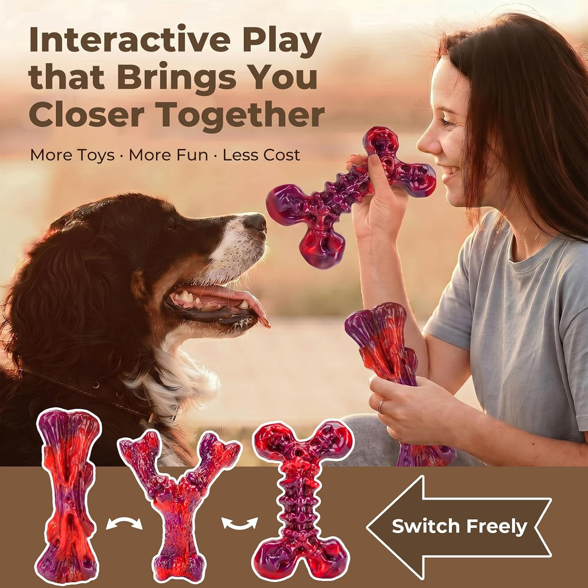 Kseroo 3-Pack Indestructible Dog Chew Toys for Aggressive Chewers,25-100lbs | Bacon Flavored Rock-Hard Solid Nylon Dog Bones for Medium & Large Breeds, Keeps Them Busy, Dental Textured, Long Lasting - XL