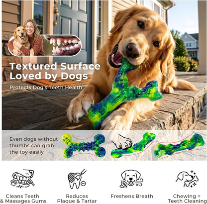 Kseroo 3-Pack Indestructible Dog Chew Toys for Aggressive Chewers,25-100lbs | Bacon Flavored Rock-Hard Solid Nylon Dog Bones for Medium & Large Breeds, Keeps Them Busy, Dental Textured, Long Lasting - XL