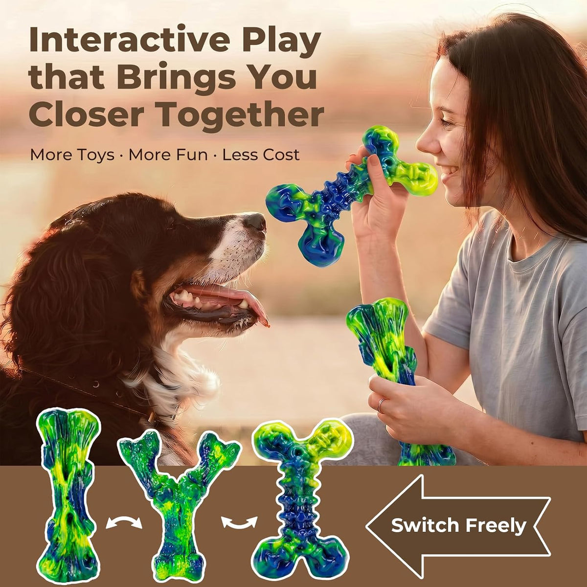 Kseroo 3-Pack Indestructible Dog Chew Toys for Aggressive Chewers,25-100lbs | Bacon Flavored Rock-Hard Solid Nylon Dog Bones for Medium & Large Breeds, Keeps Them Busy, Dental Textured, Long Lasting - XL