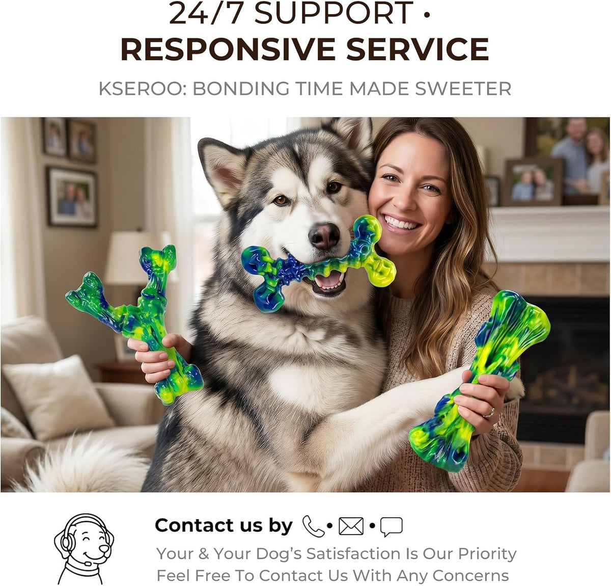 Kseroo 3-Pack Indestructible Dog Chew Toys for Aggressive Chewers,25-100lbs | Bacon Flavored Rock-Hard Solid Nylon Dog Bones for Medium & Large Breeds, Keeps Them Busy, Dental Textured, Long Lasting - XL