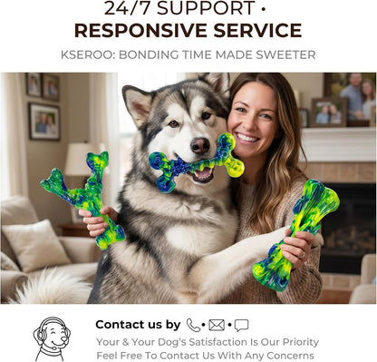 Kseroo 3-Pack Indestructible Dog Chew Toys for Aggressive Chewers,25-100lbs | Bacon Flavored Rock-Hard Solid Nylon Dog Bones for Medium & Large Breeds, Keeps Them Busy, Dental Textured, Long Lasting - XL