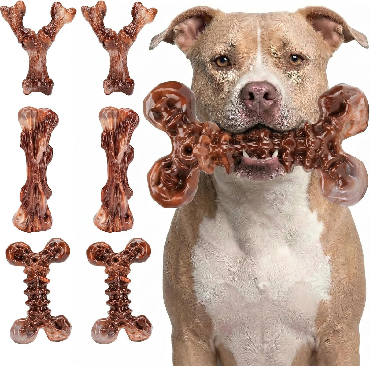 Kseroo 3-Pack Indestructible Dog Chew Toys for Aggressive Chewers,25-100lbs | Bacon Flavored Rock-Hard Solid Nylon Dog Bones for Medium & Large Breeds, Keeps Them Busy, Dental Textured, Long Lasting - XL