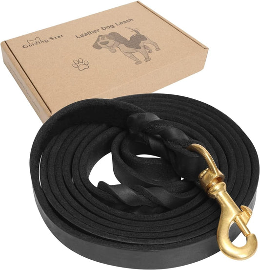Leather Dog Leash 6ft x 3/4 inch Heavy Duty Training Leash