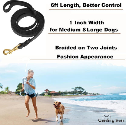 Leather Dog Leash 6ft x 3/4 inch Heavy Duty Training Leash
