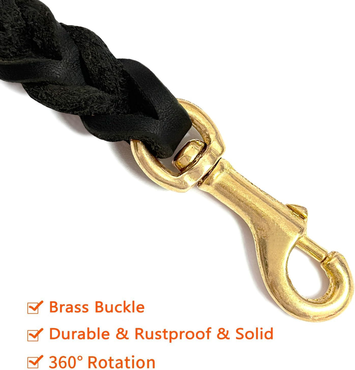 Leather Dog Leash 6ft x 3/4 inch Heavy Duty Training Leash