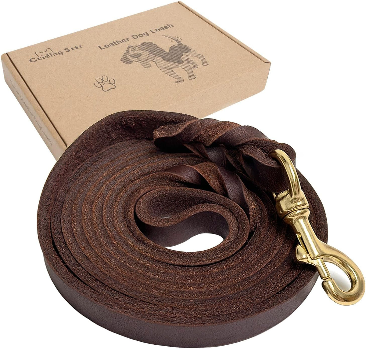 Leather Dog Leash 6ft x 3/4 inch Heavy Duty Training Leash