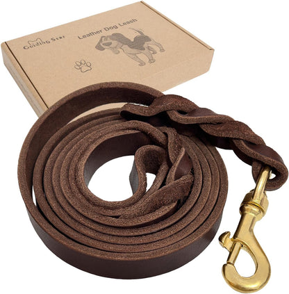 Leather Dog Leash 6ft x 3/4 inch Heavy Duty Training Leash
