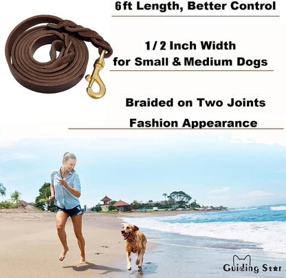 Leather Dog Leash 6ft x 3/4 inch Heavy Duty Training Leash
