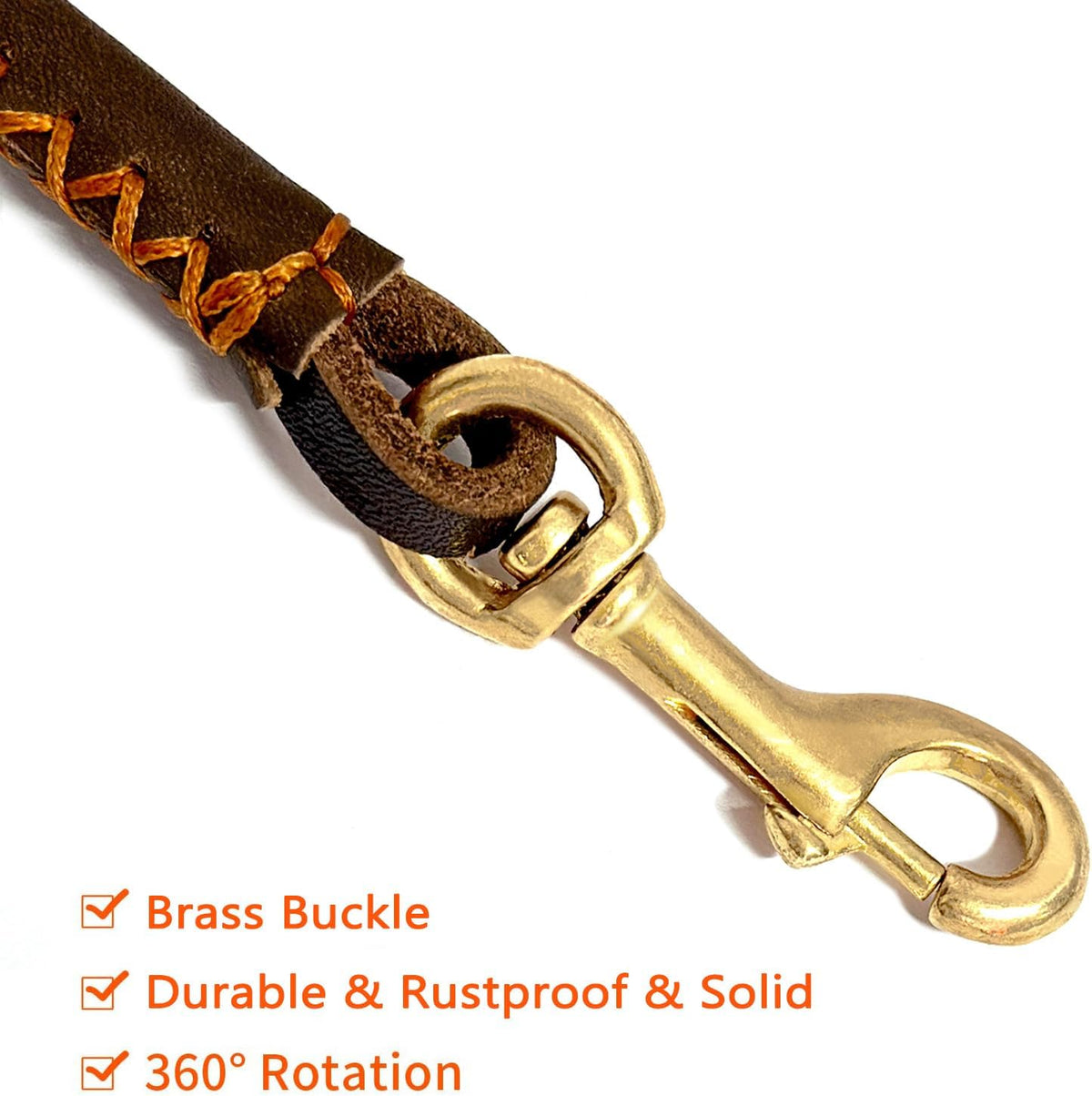 Leather Dog Leash 6ft x 3/4 inch Heavy Duty Training Leash