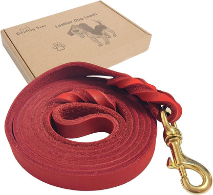 Leather Dog Leash 6ft x 3/4 inch Heavy Duty Training Leash