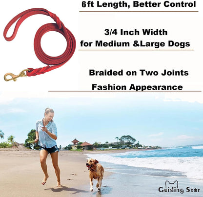 Leather Dog Leash 6ft x 3/4 inch Heavy Duty Training Leash